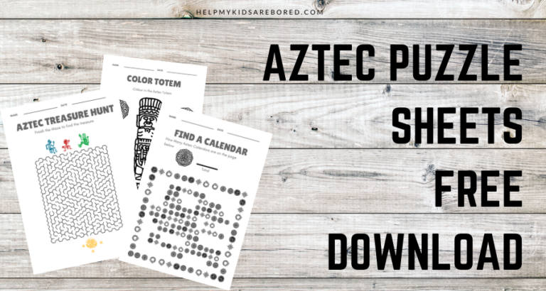 Free Awesome Aztec puzzle printable activity sheets