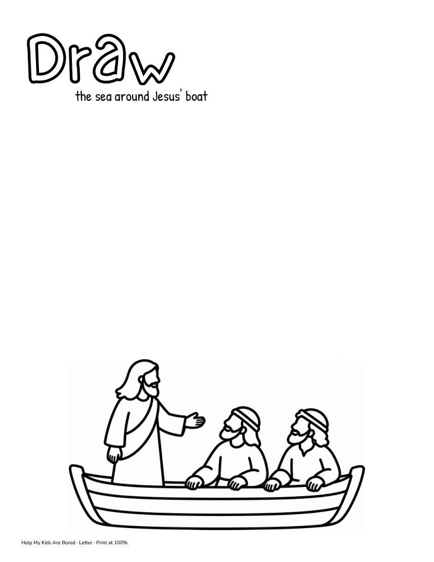 Draw Jesus Worksheet Jesus Calms the Storm Drawing Worksheet for Kids | Free Printable