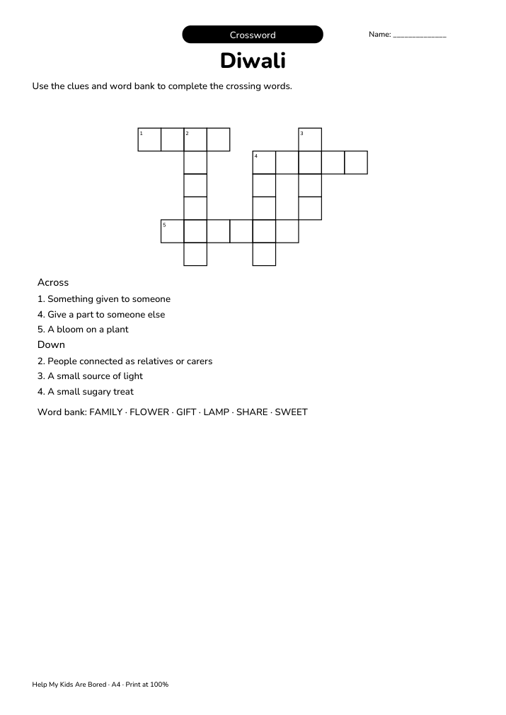 Diwali Crossword