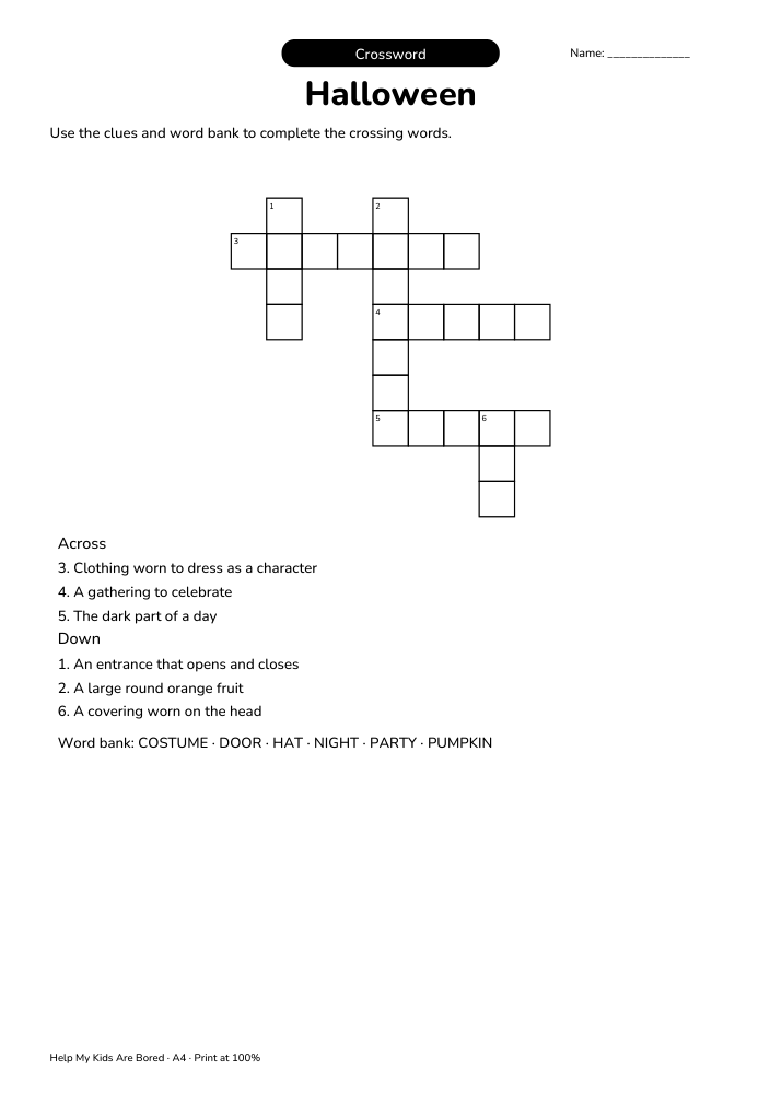Halloween Crossword