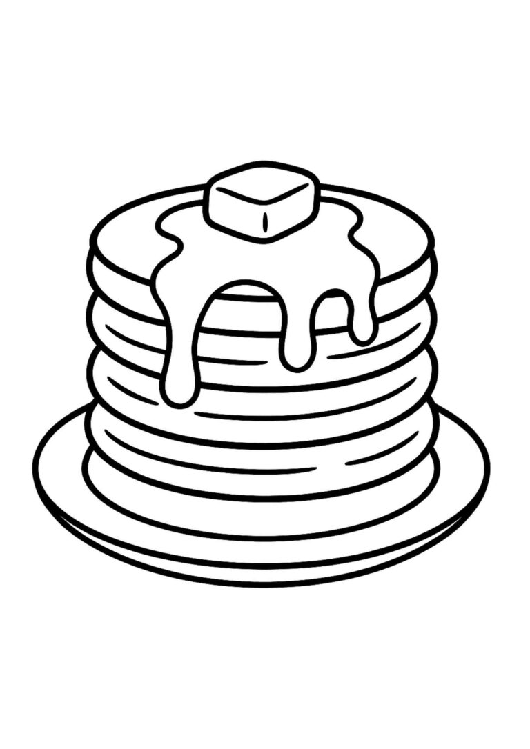 Free Printable Pancakes Coloring Page (A4) for Kids