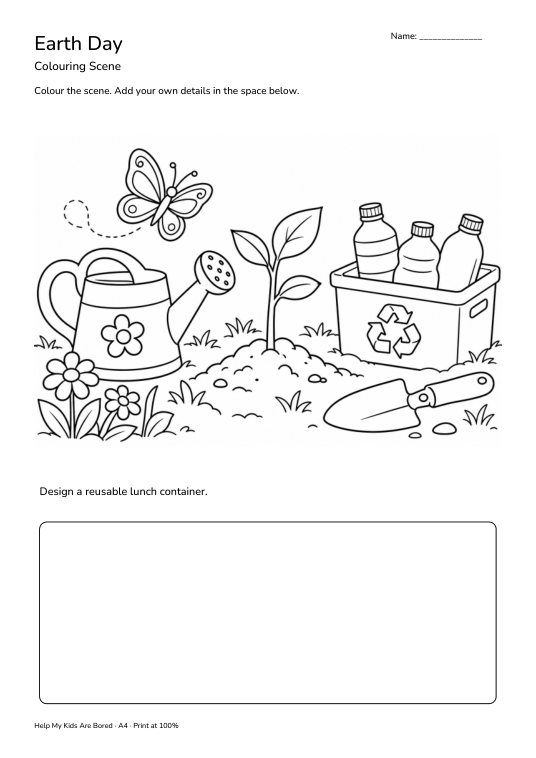 Earth Day Colouring Scene | Free Printable