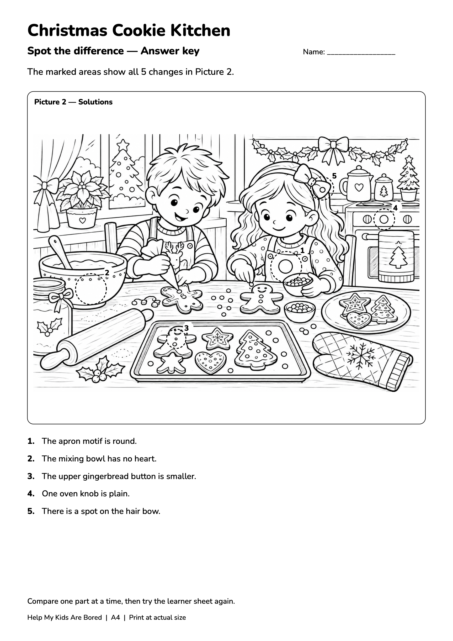 Christmas Cookie Kitchen — Christmas Spot the Difference | Free Printables