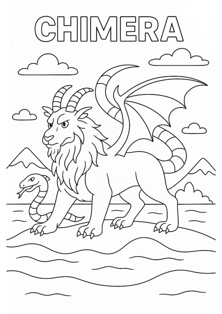 Chimera Coloring Page – Free Printable Mythical Beast for Kids