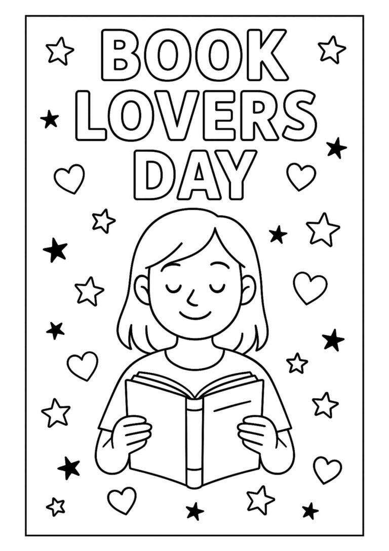 Book Lovers Day – Free Coloring Page for Kids (Printable!)