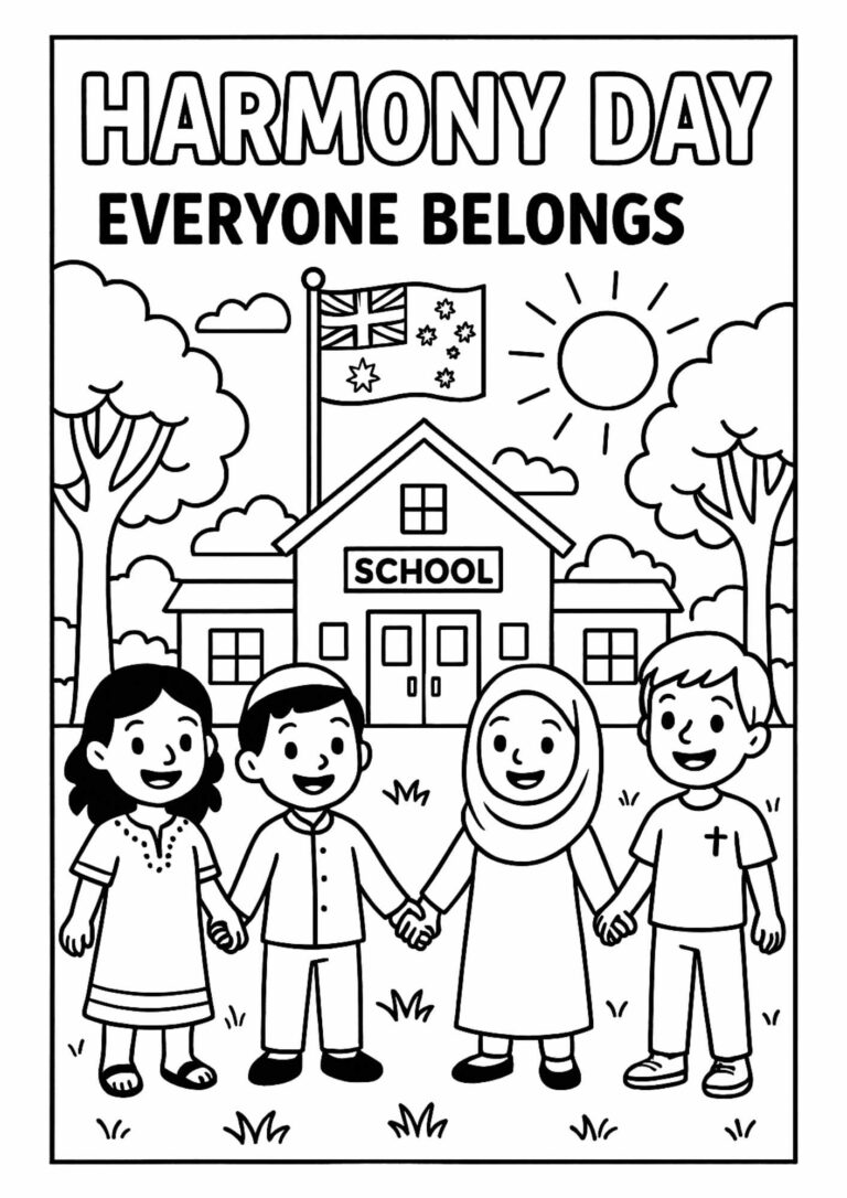 Harmony Day – “Everyone Belongs” School Colouring Page (Free Printable!)