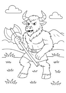Minotaur Coloring Page – Legendary Beast from Ancient Myth