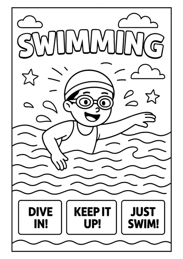 Swimming Coloring Page – Free Printable for Water-Loving Kids!