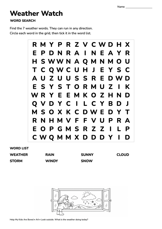 Weather Watch Word Search