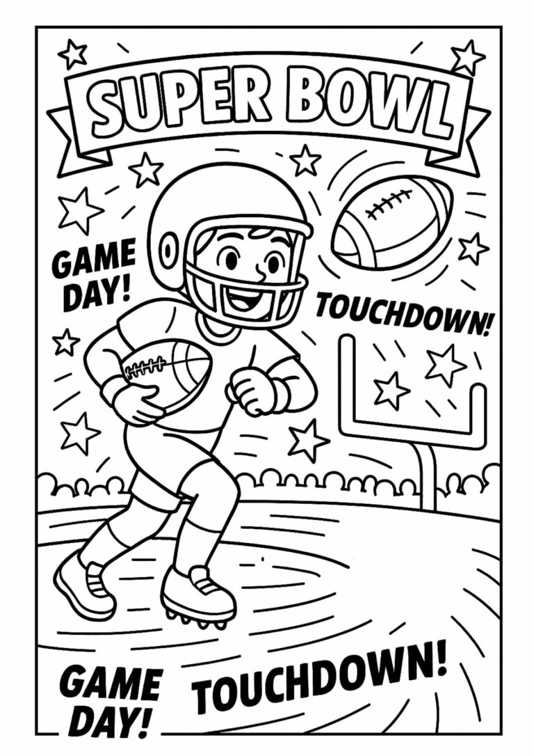 Super Bowl Coloring Page – Free Printable for Game Day Fun!