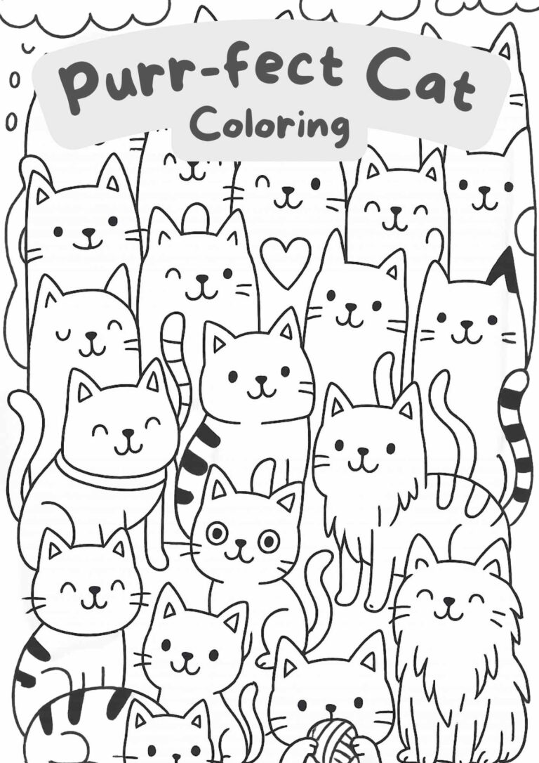 Purr-fect Cat Doodle Coloring Page – Free Printable for Kids