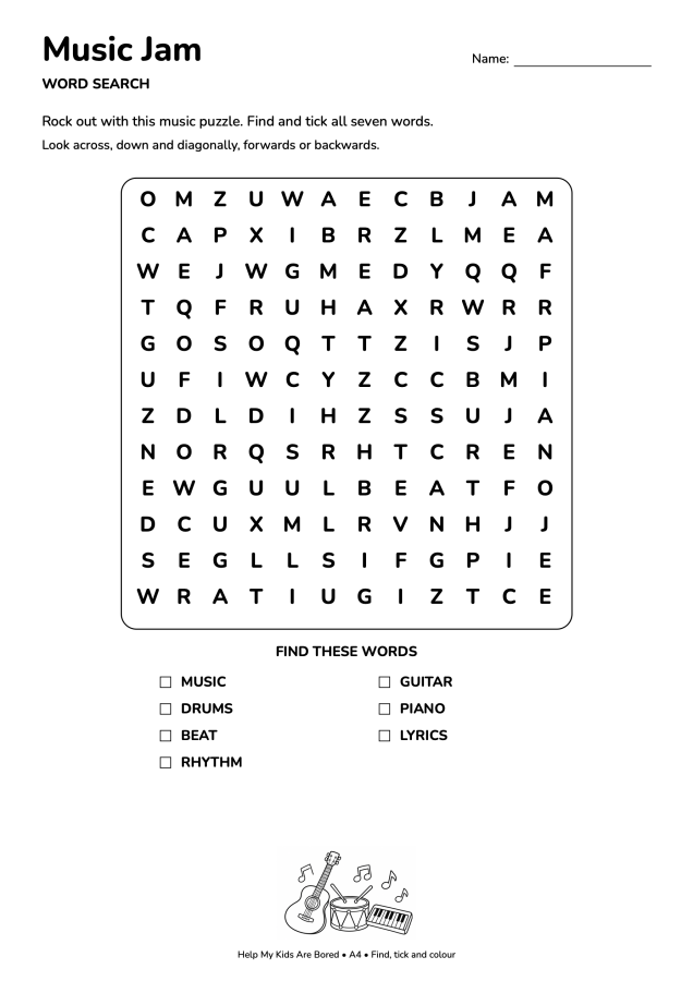 Music Jam Word Search
