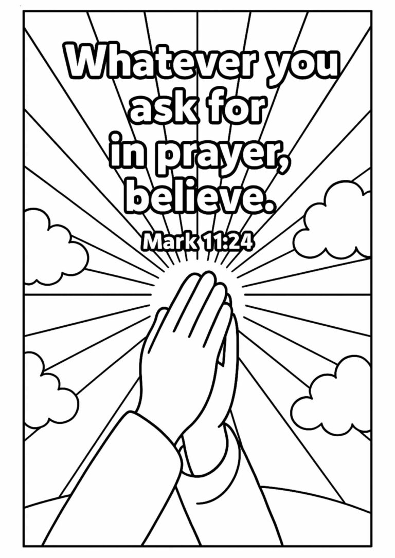 Free Mark 11:24 Colouring Page for Kids – Prayer & Believe