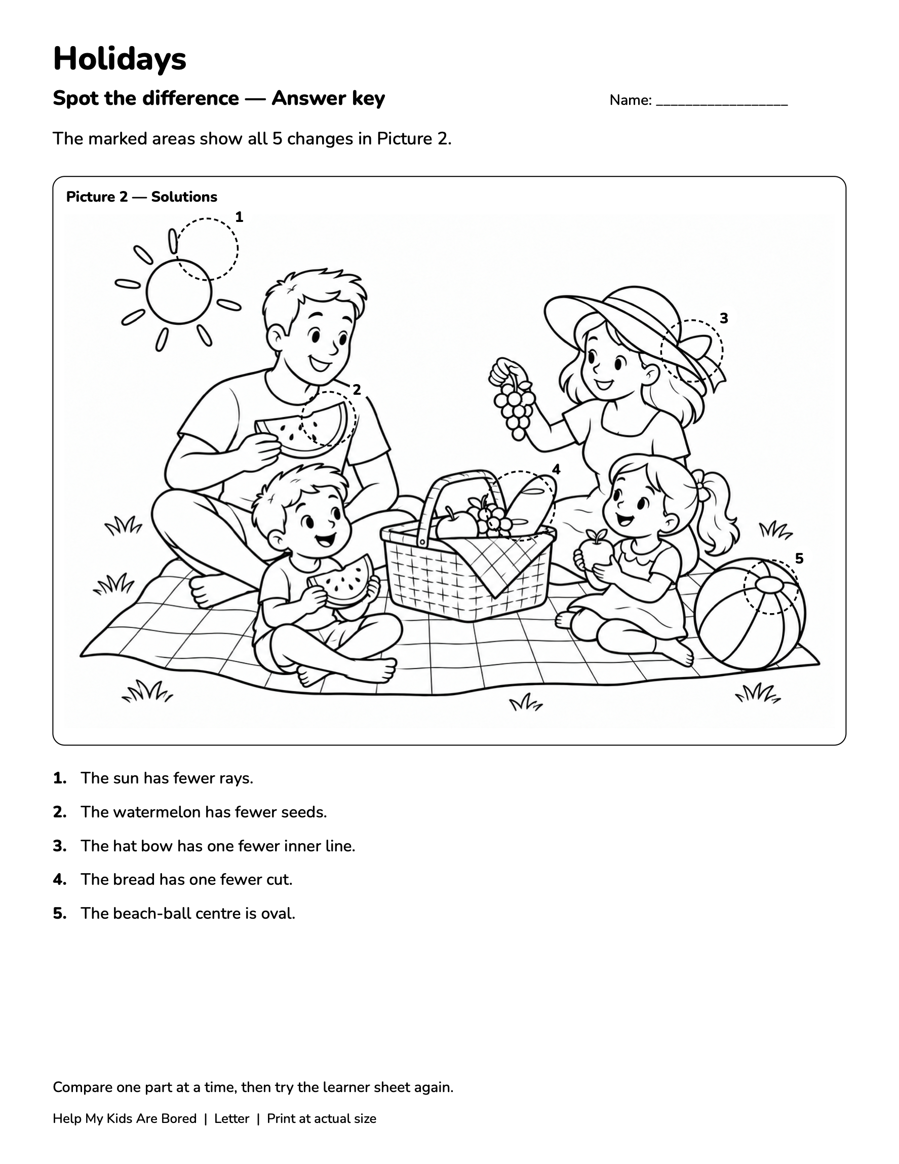 Holidays Spot the Difference — Free Printables