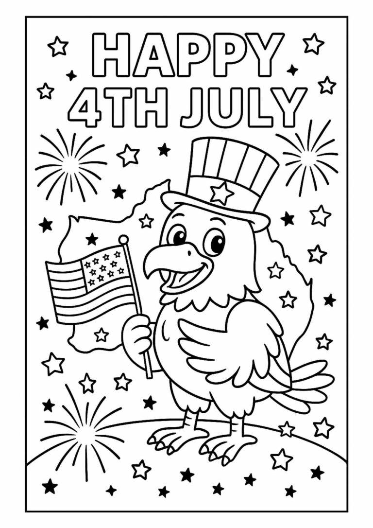 Happy 4th of July – Free Coloring Page for Kids (Printable!)