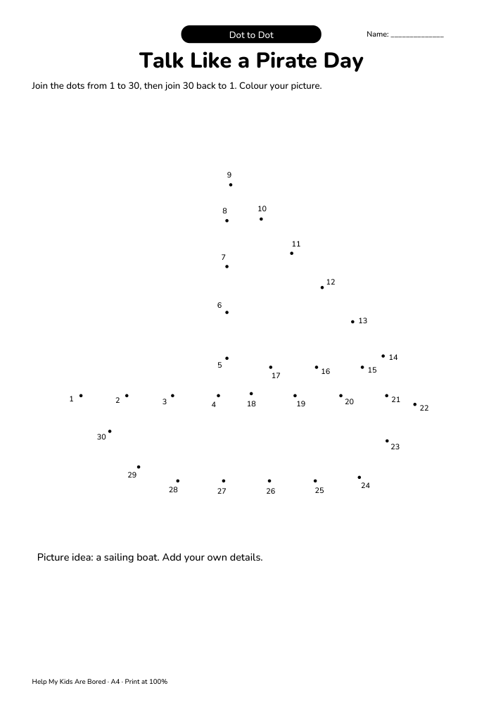 Talk Like a Pirate Day Dot to Dot