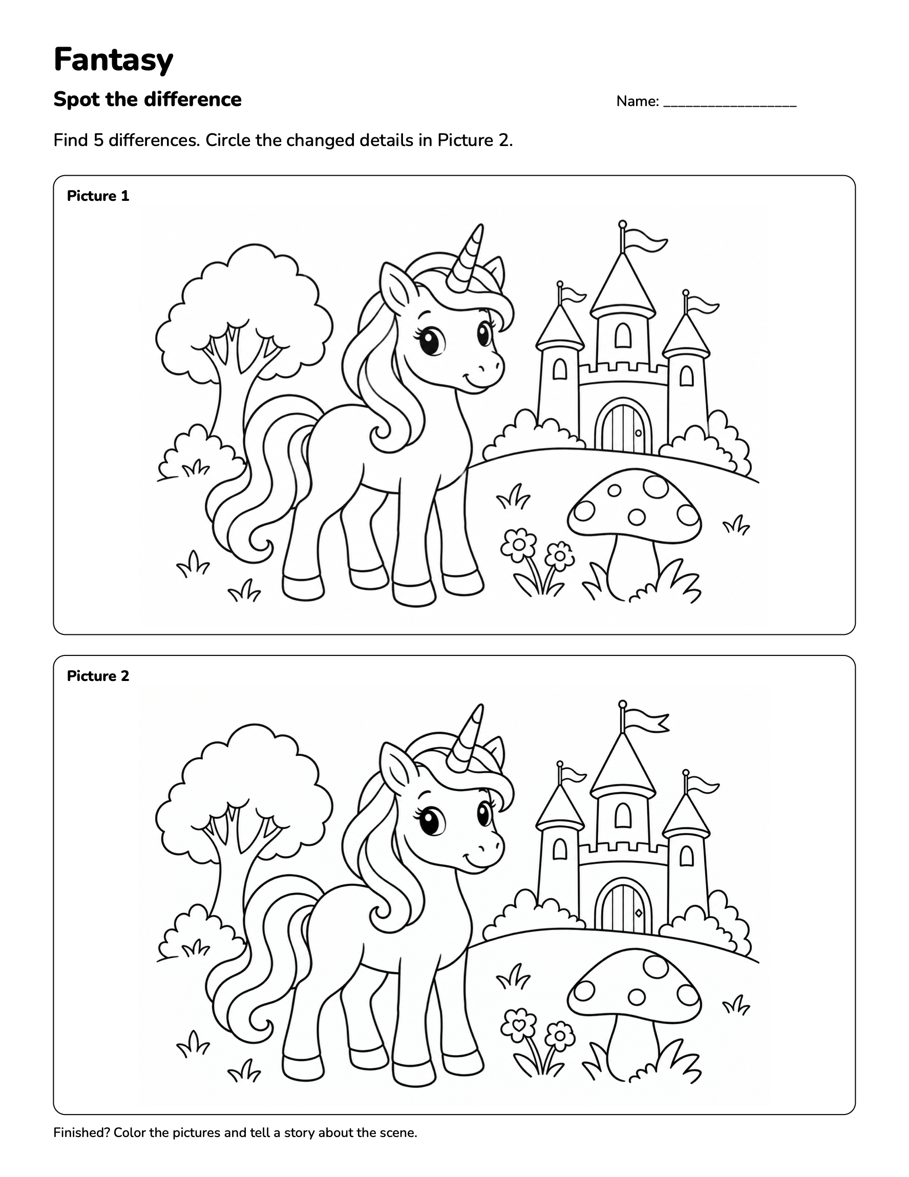 Fantasy Spot the Difference — Free Printables
