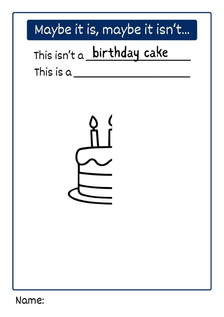Maybe It Is, Maybe It Isn’t… “This Isn’t a Birthday Cake” Creative Thinking Worksheet for Kids