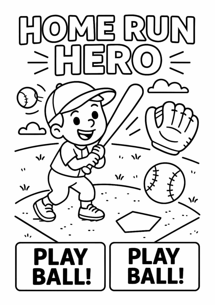 Baseball Coloring Page – Free Printable for Little Sluggers