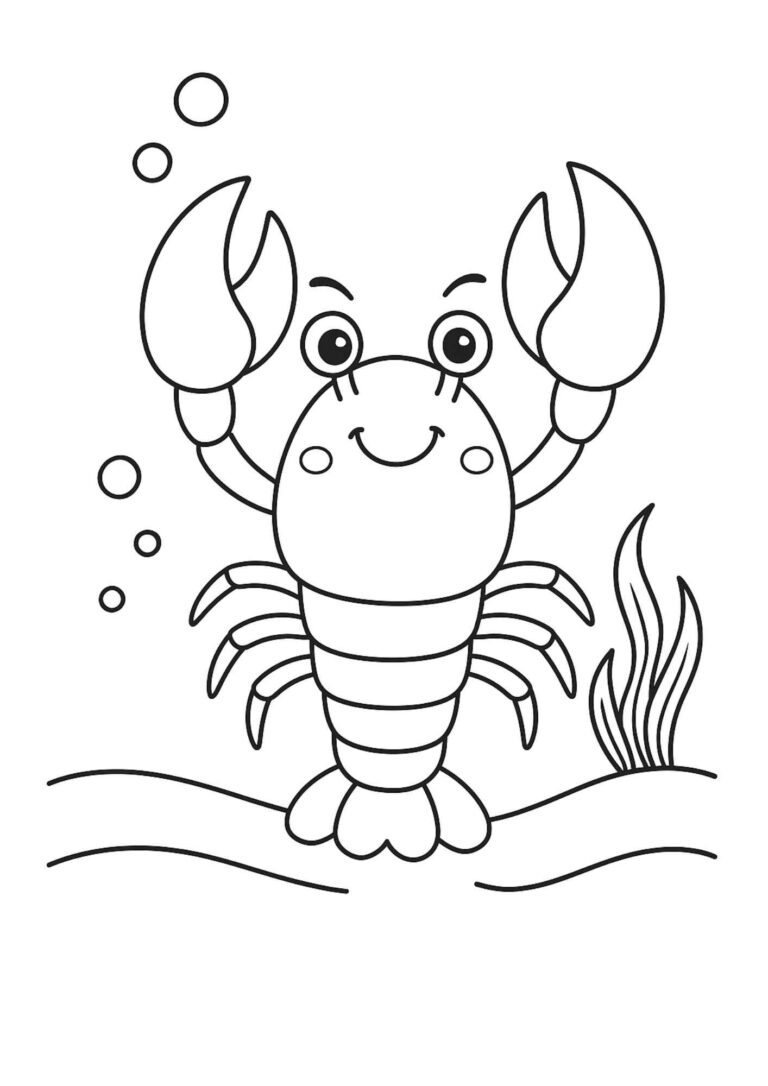 Preschool Sea Animal Coloring Page – Lobster  (Free Printable)