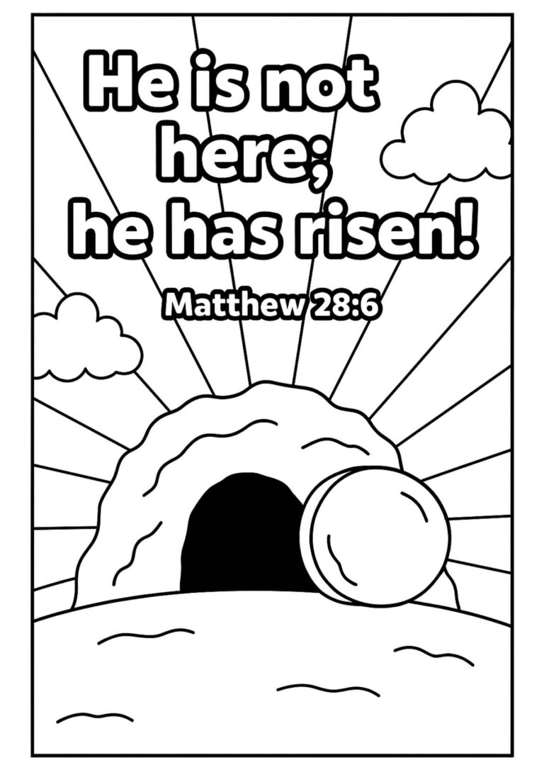 Free Matthew 28:6 Colouring Page for Kids – “He Is Risen!”