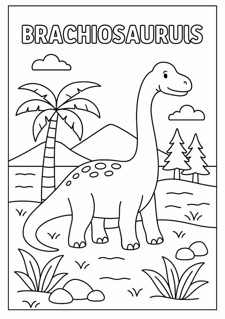 Free Brachiosaurus Coloring Page Printable for Kids