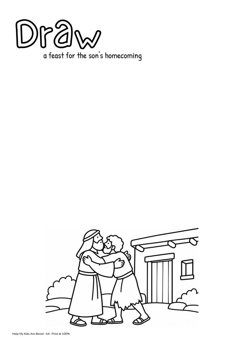 The Prodigal Son Drawing Worksheet for Kids