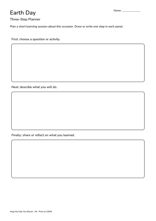 Earth Day Three-Step Planner