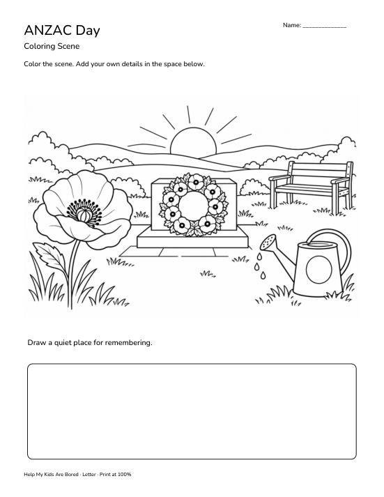 ANZAC Day Colouring Scene | Free Printable