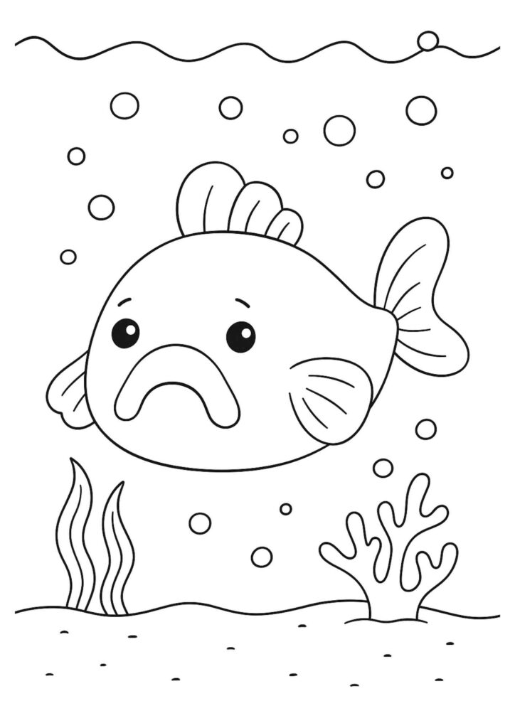 Free Blobfish Coloring Page – Funny Deep Sea Creature Printable for Kids
