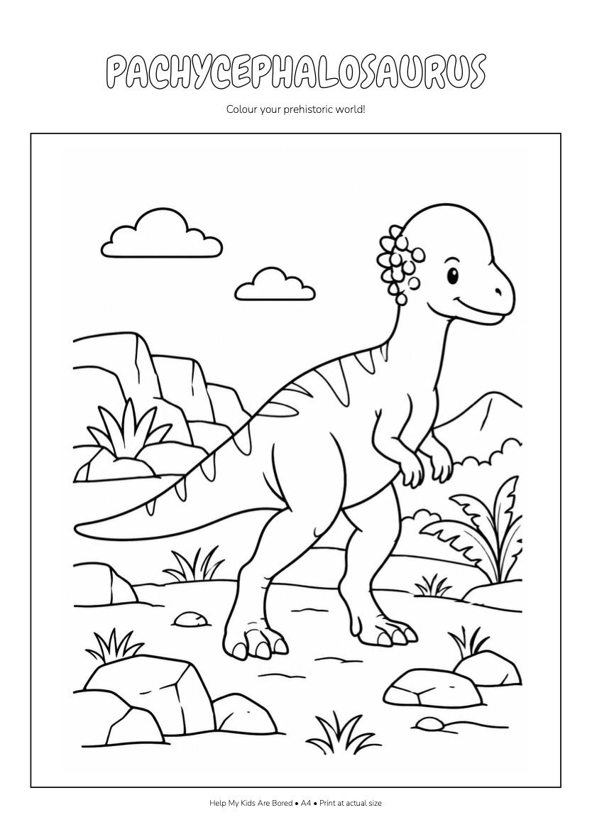 Free Pachycephalosaurus Coloring Page Printable for Kids