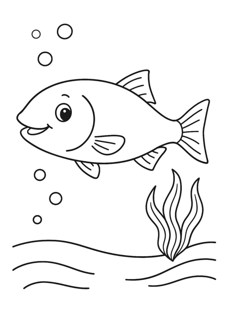Preschool Sea Animal Coloring Page – Salmon (Free Printable)