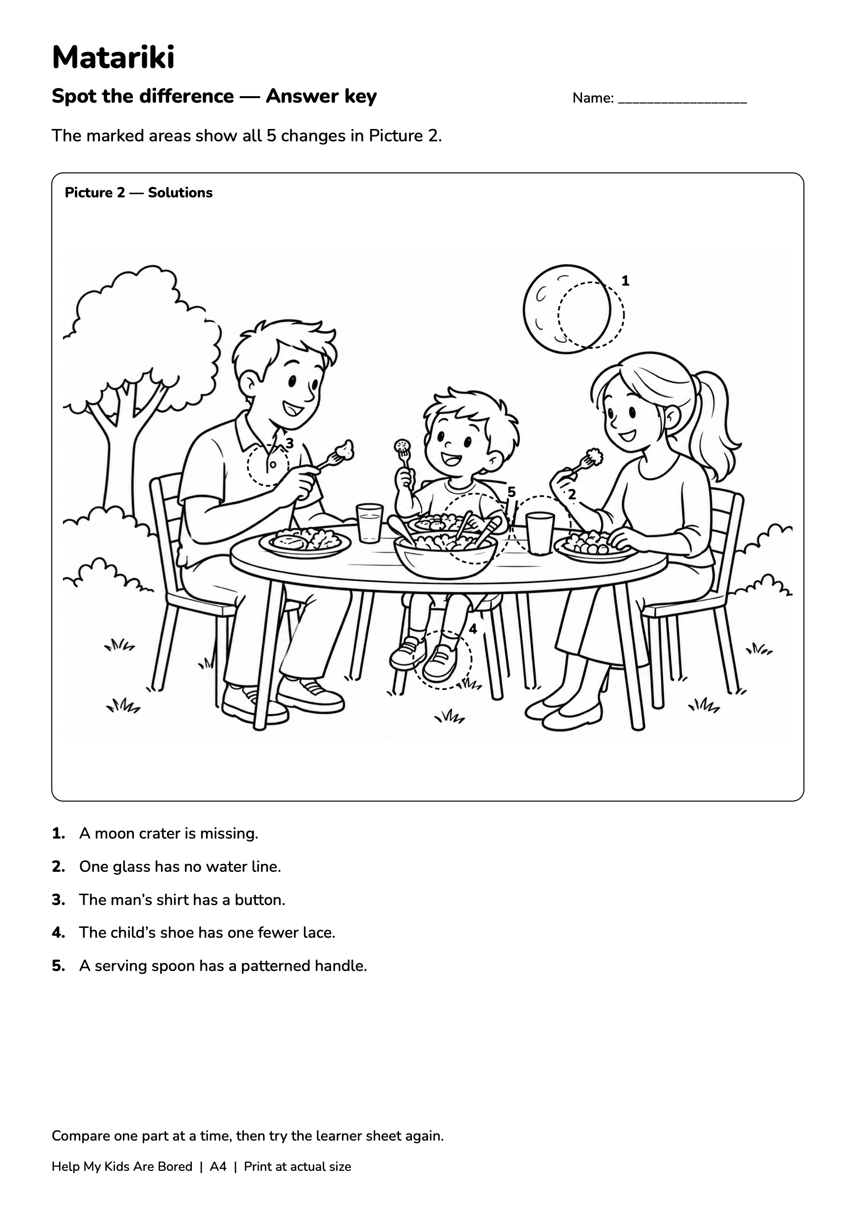 Matariki Spot the Difference — Free Printables