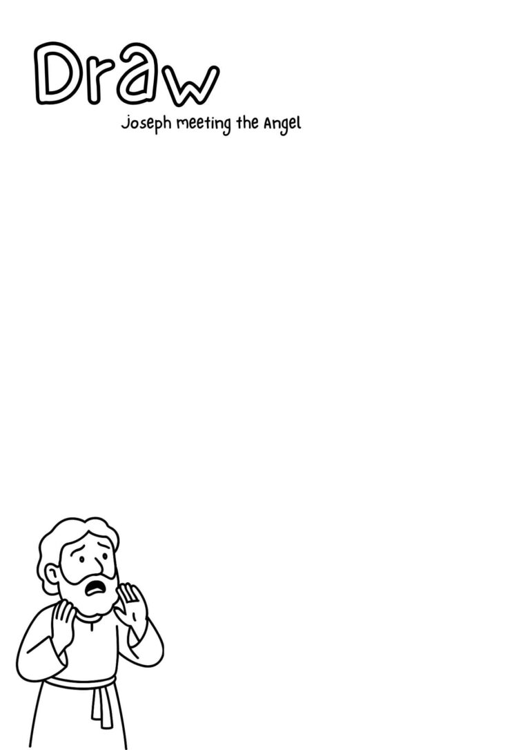 Draw: Joseph Meeting the Angel – Christmas Imagination Drawing Activity for Kids