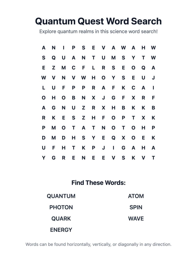 Quantum Quest Word Search