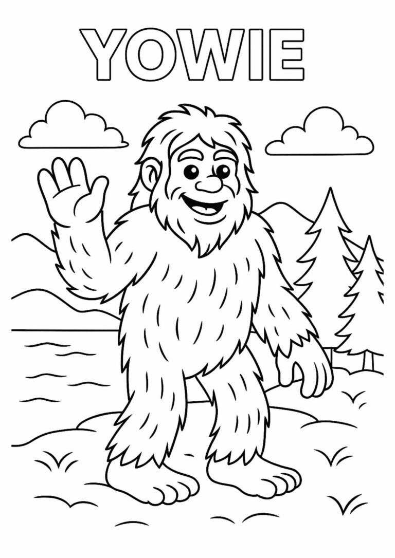 Yowie Coloring Page – Free Printable Australian Mythical Creature for Kids