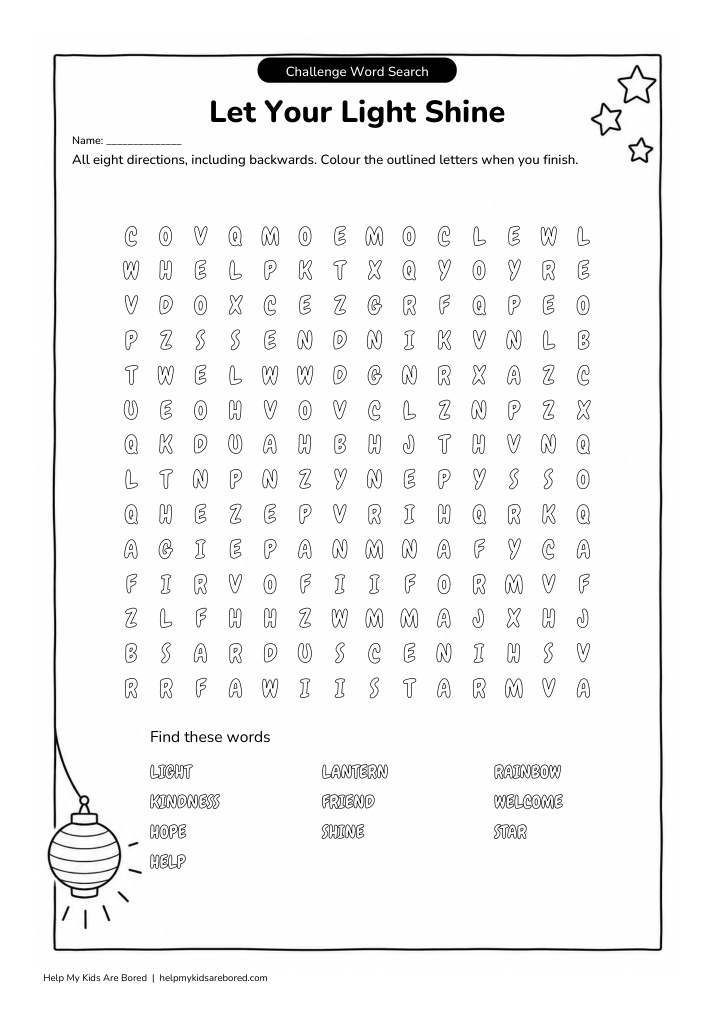 Light Party Word Search