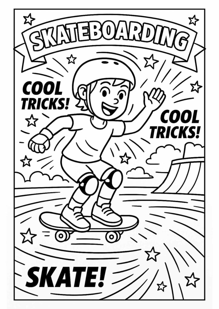 Skateboarding Coloring Page – Free Printable for Kids Who Love to Shred!