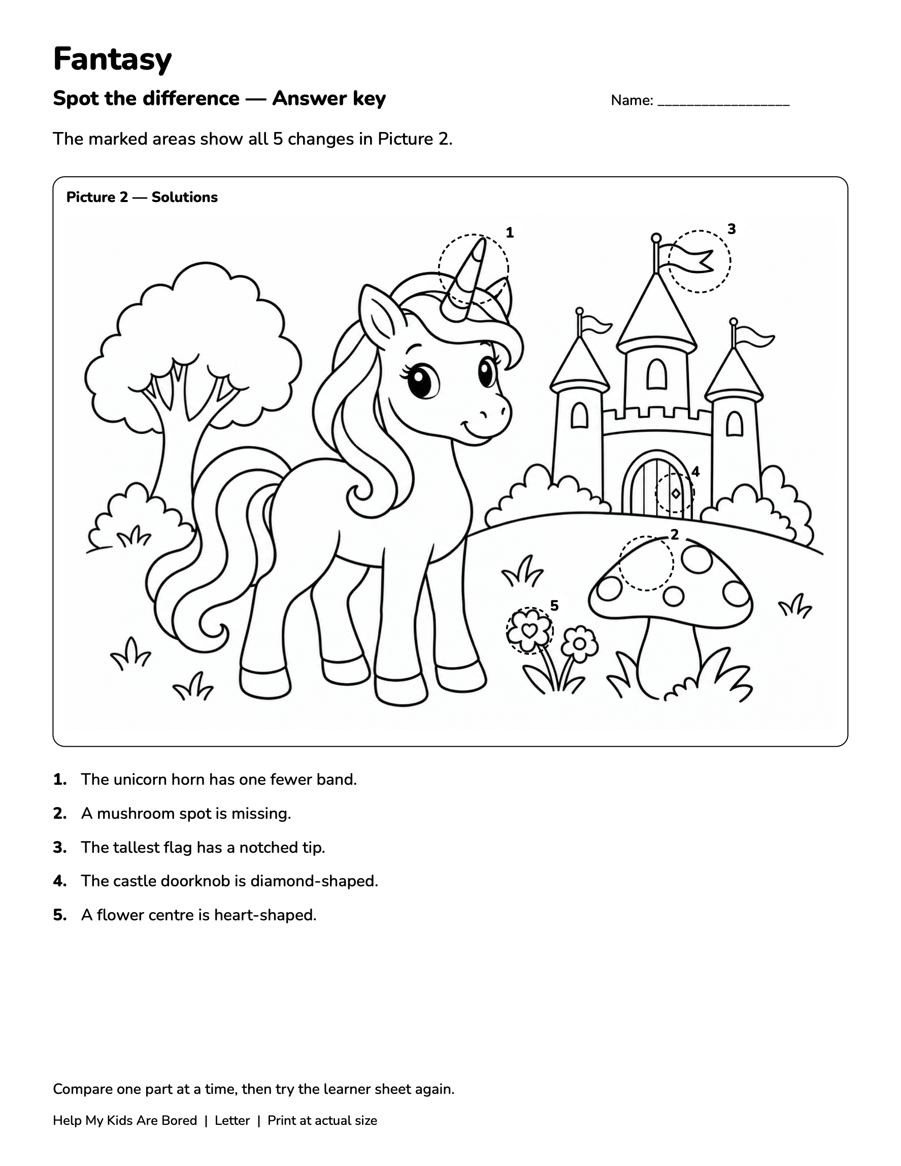 Fantasy Spot the Difference — Free Printables