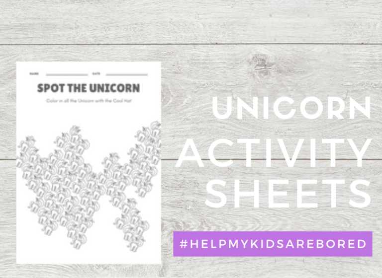 Free Unicorn Themed Coloring in and Activity Sheets