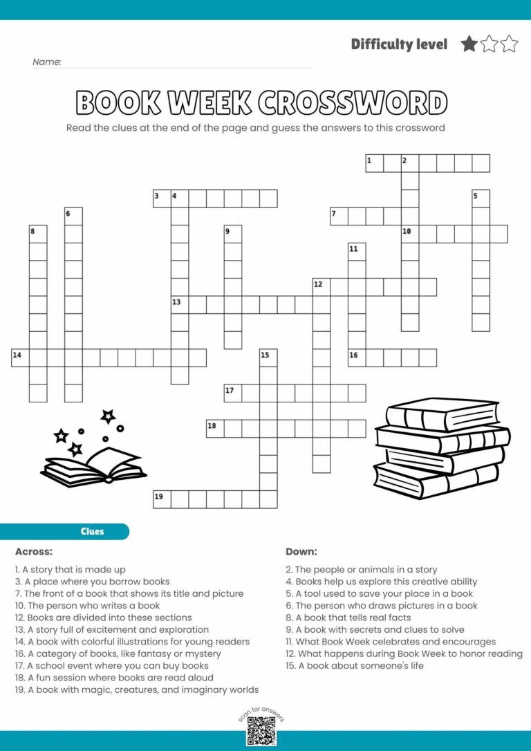 Book Week Crossword Puzzle – Celebrate Reading with Fun!