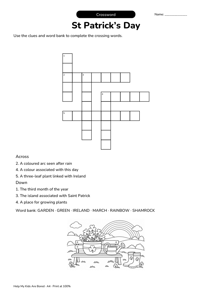St Patrick’s Day Crossword