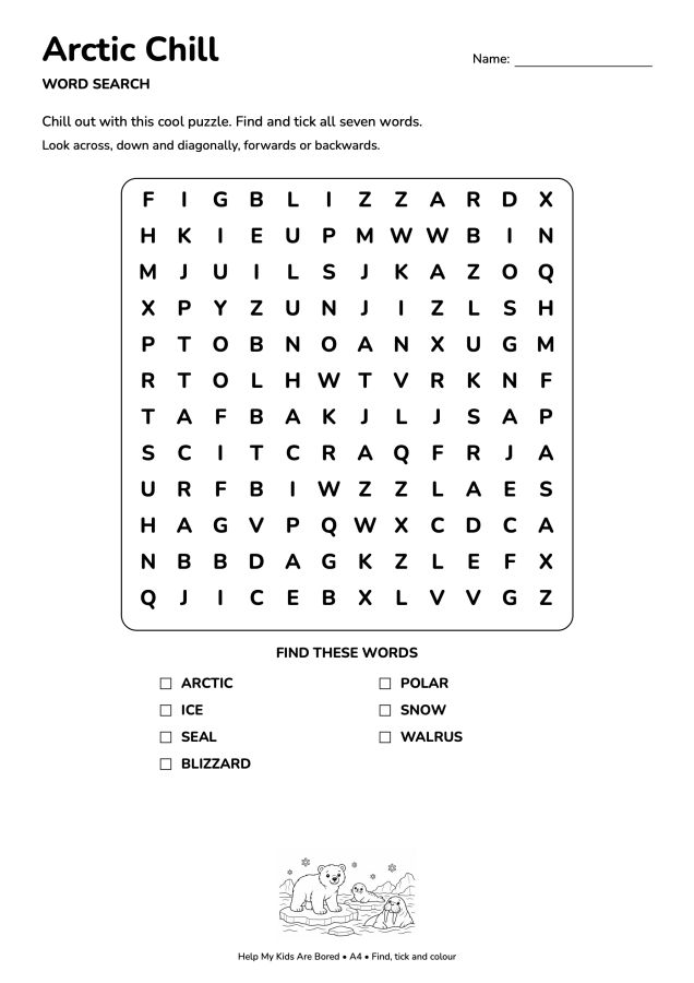 Arctic Chill Word Search