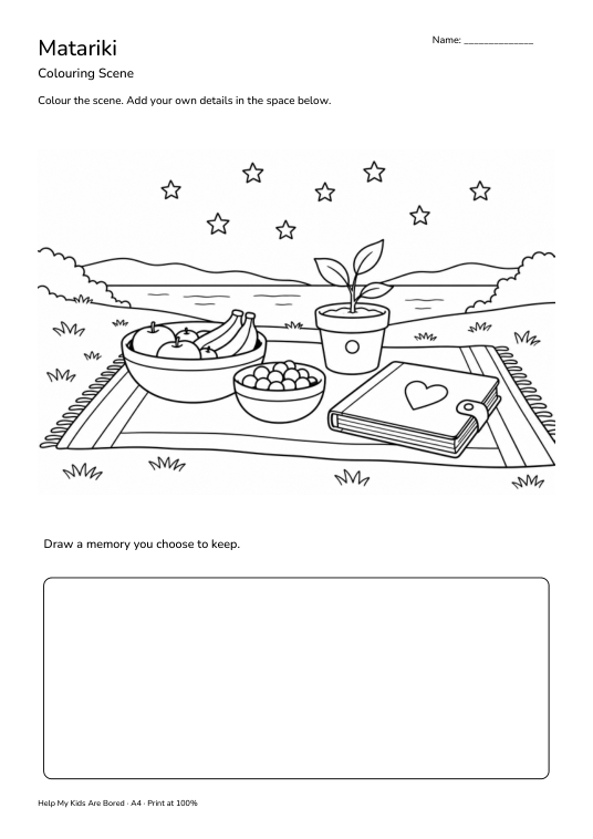 Matariki Colouring Scene