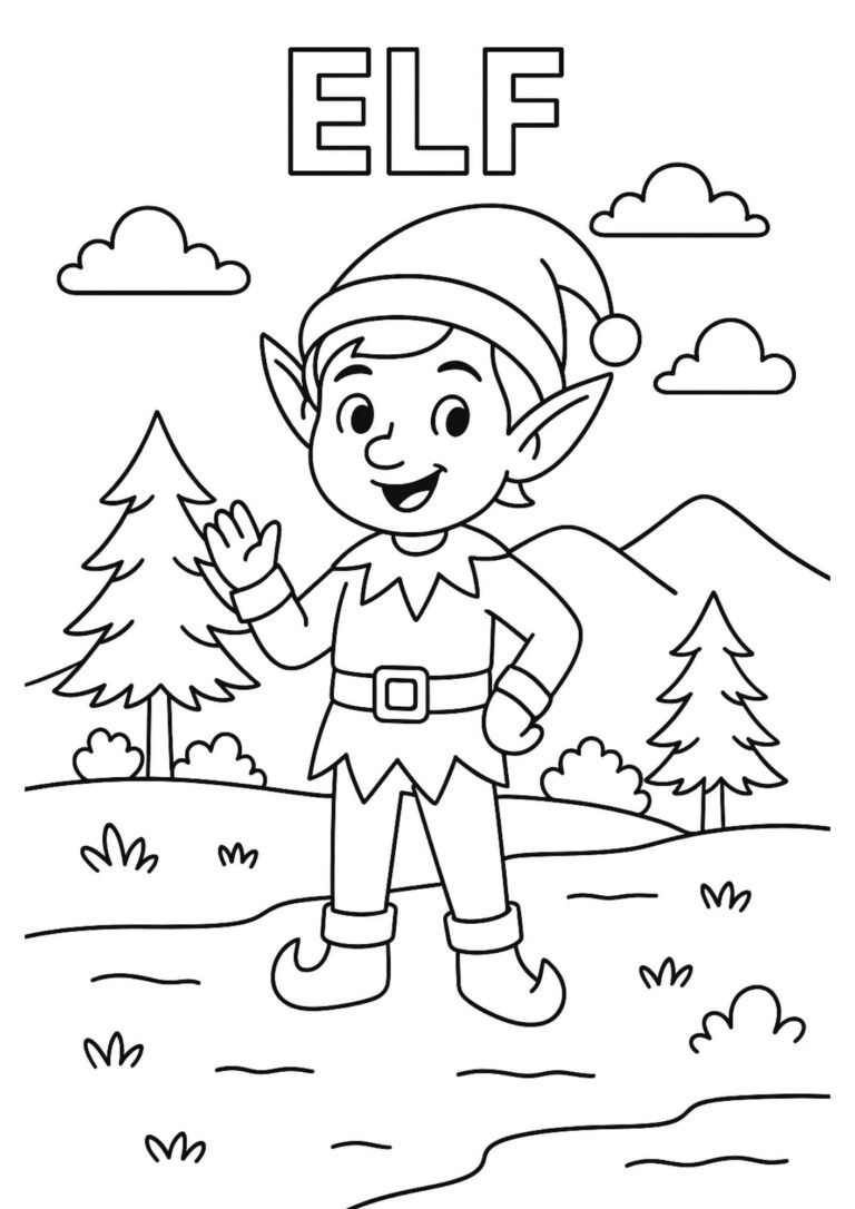 Elf Coloring Page – Free Printable Fantasy Friend for Kids