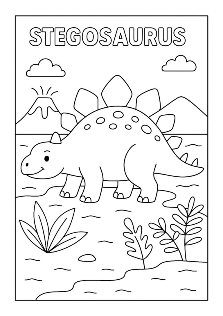 Free Stegosaurus Coloring Page Printable for Kids