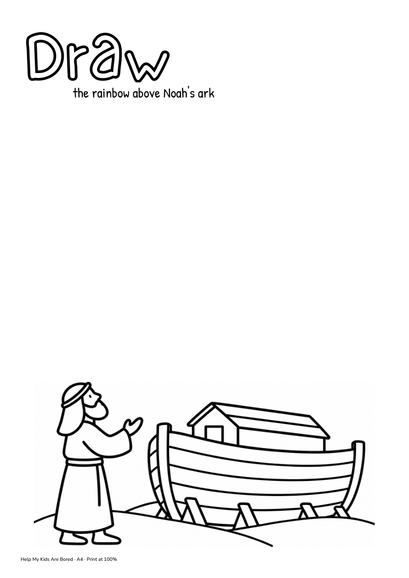 Noah's Ark Drawing Worksheet for Kids