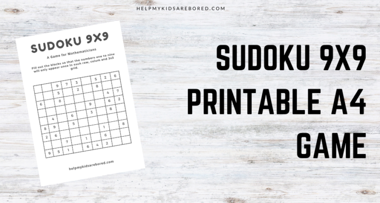 Sudoku 9x9 Printable A4 Game