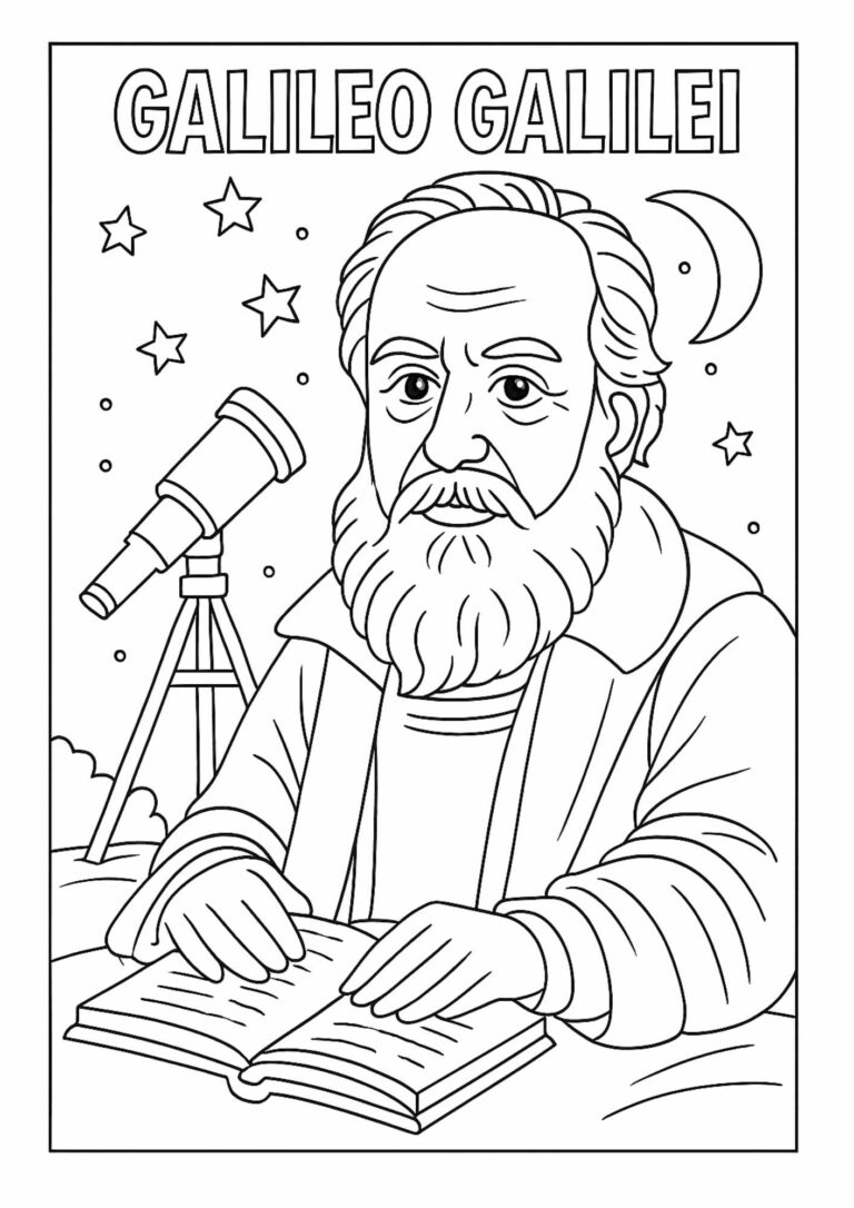 Galileo Galilei Colouring Worksheet: Father of Modern Astronomy