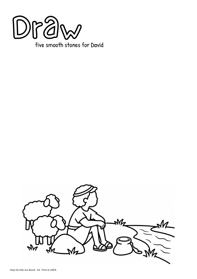 David and Goliath Drawing Worksheet for Kids
